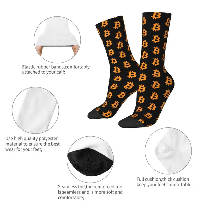 Bitcoin Cryptocurrency BTC Unisex Winter Socks Hip Hop Happy Socks street style Crazy Sock