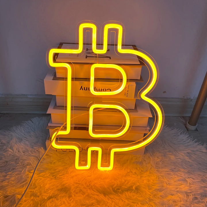 Bitcoin Neon Sign Custom Led Neon Neon for Home Bar Shop Wall Decor Bitcoin Art Signs Trader Wall Decor Man Cave Bar Sign