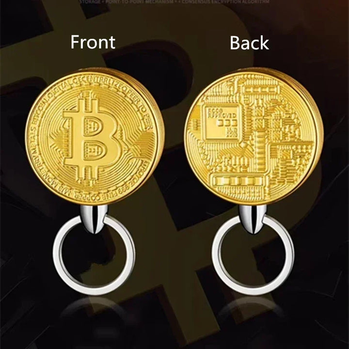 New Unique Pendant Creative Bitcoin Gold Coin Shape Open Flame Pendant Lighter Butane Gas Spot Commemorative Virtual Currency