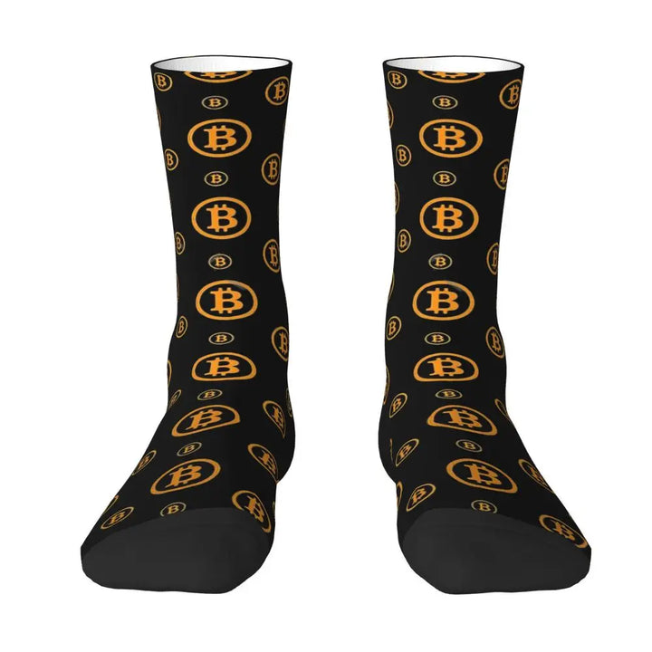 Hip Hop Vintage Bitcoin Logo Pattern Crazy Men's Socks Unisex Bitcoin Harajuku Pattern Printed Crew Sock Boys Gift