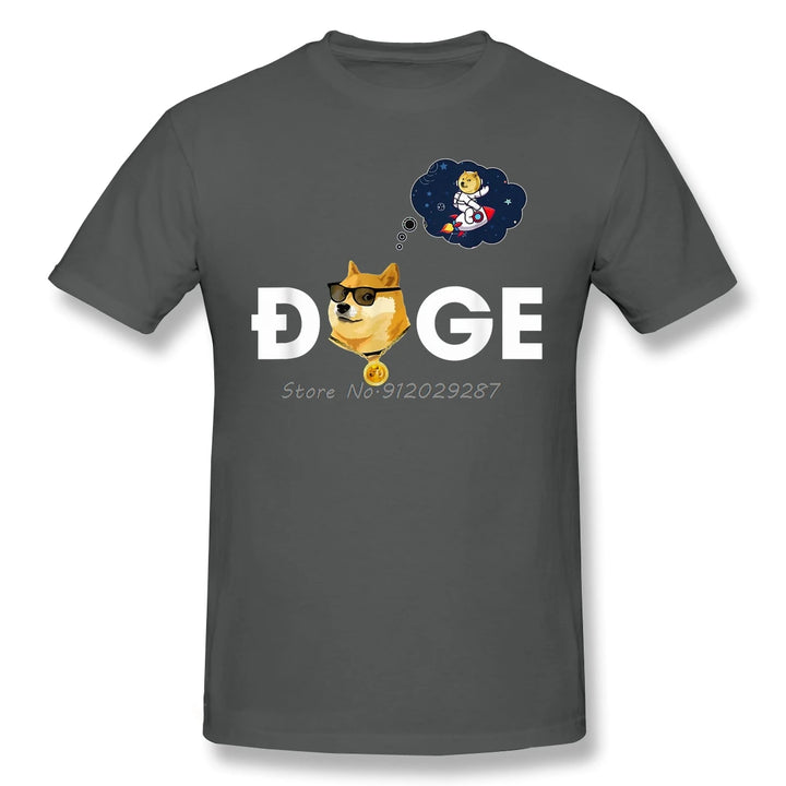 Doge Dogecoin  Bitcoin  2021 New Arrival TShirt Hold To The Moon Funny Crypto Currency Meme Oversize Cotton Shirt Men T-Shirt