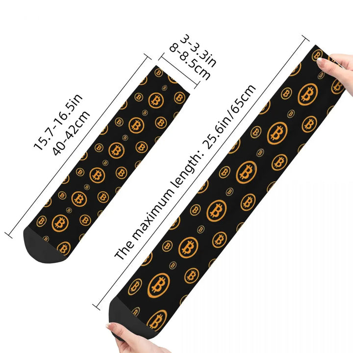 Hip Hop Vintage Bitcoin Logo Pattern Crazy Men's Socks Unisex Bitcoin Harajuku Pattern Printed Crew Sock Boys Gift