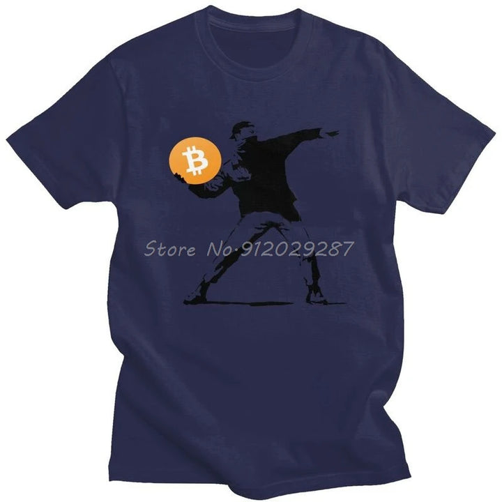 Mens Funny Cryptocurrency Bitcoin T Shirt Short Sleeve Cotton Tshirt Novelty T-shirt Leisure Crypto Btc Blockchain Geek Tee Tops