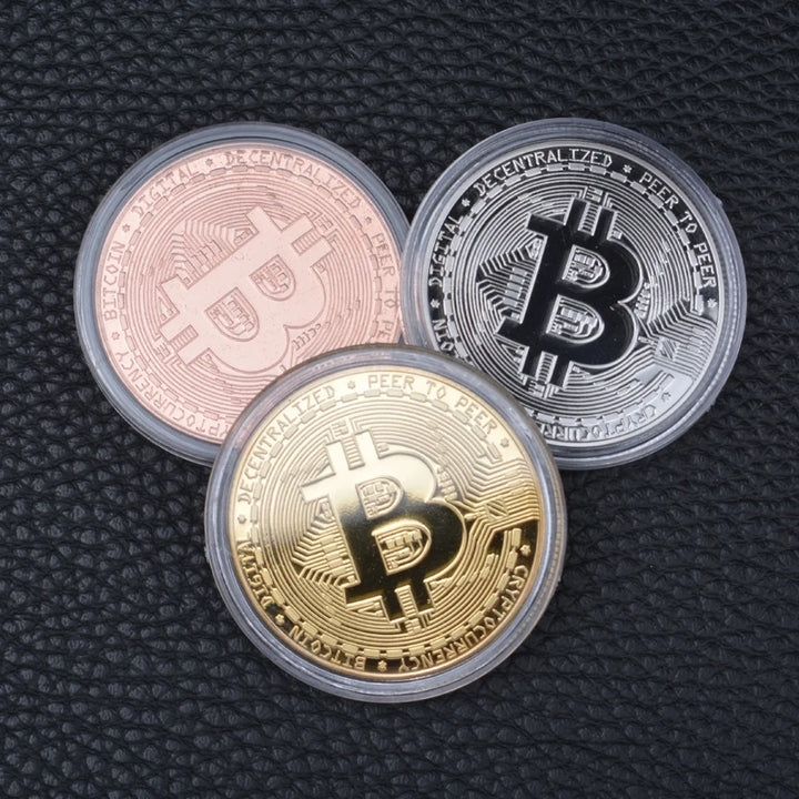 Gold Plated Bitcoin Coin Collectible Art Collection Gift Physical Commemorative Casascius crypto coin Metal Antique Imitation