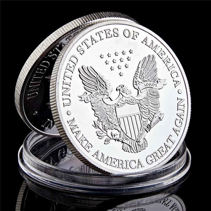 US President Trump Make America Great Again Silver Plated Coin Collection -In God We Trust