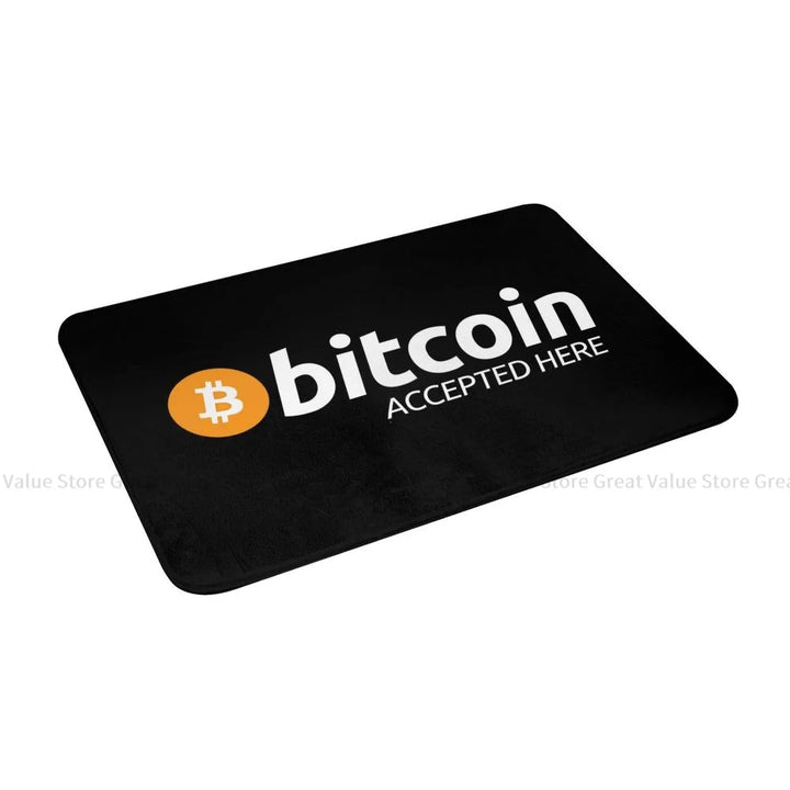 Cryptocurrency Bedroom Mat Bitcoin Accepted Here Doormat Living Room Carpet Outdoor Rug Home Decoration