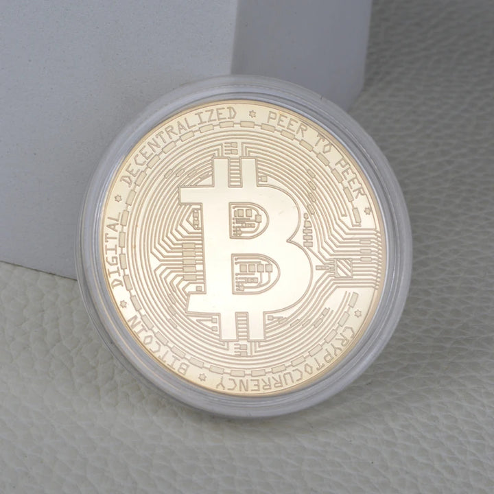 Gold Plated Bitcoin Coin Collectible Art Collection Gift Physical Commemorative Casascius crypto coin Metal Antique Imitation