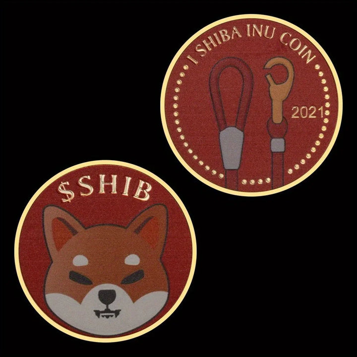 Dogecoin Killer SHIBA Inu Coin (SHIB) CRYPTO Metal Golden Plated Physical Shib Red Coin Doge Killer Souvenir Coins