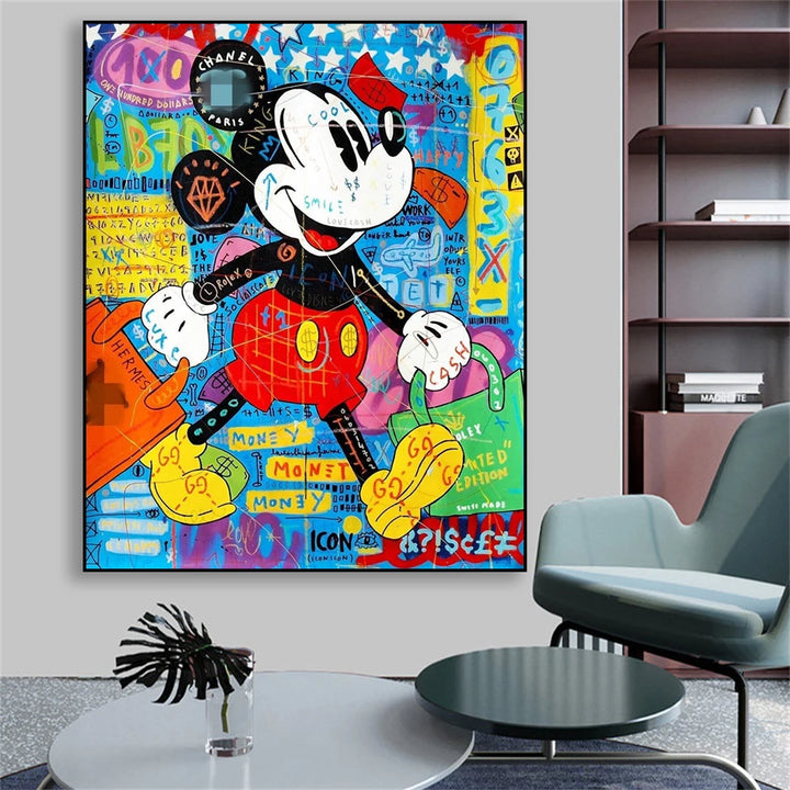 Bitcoin Money Crypto Rain Graffiti Canvas – Donald Duck Wall Art