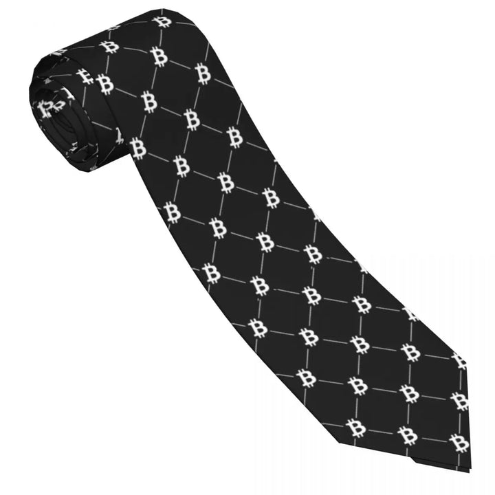 Bitcoin Pattern1 Classic Men's Printed Polyester 8cm Width Necktie Cosplay Party Accessory