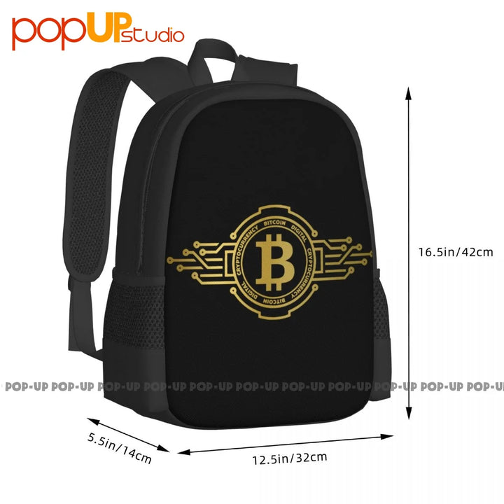 Bitcoin Crypto Currency Traders Gold Coin Backpack Large Capacity Gym Schoolbag Sports Style Clothes Backpacks