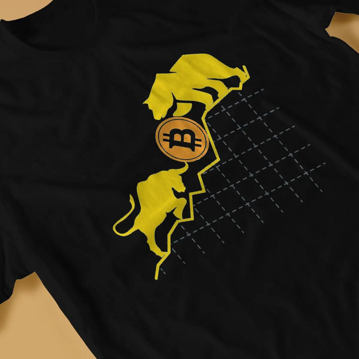 Men's T-Shirts Bitcoin Trader Crypto Asset Trader Bull Vs. Bear Funny Cotton Tee Shirt Short Sleeve Cryptocurrency Art T Shirts