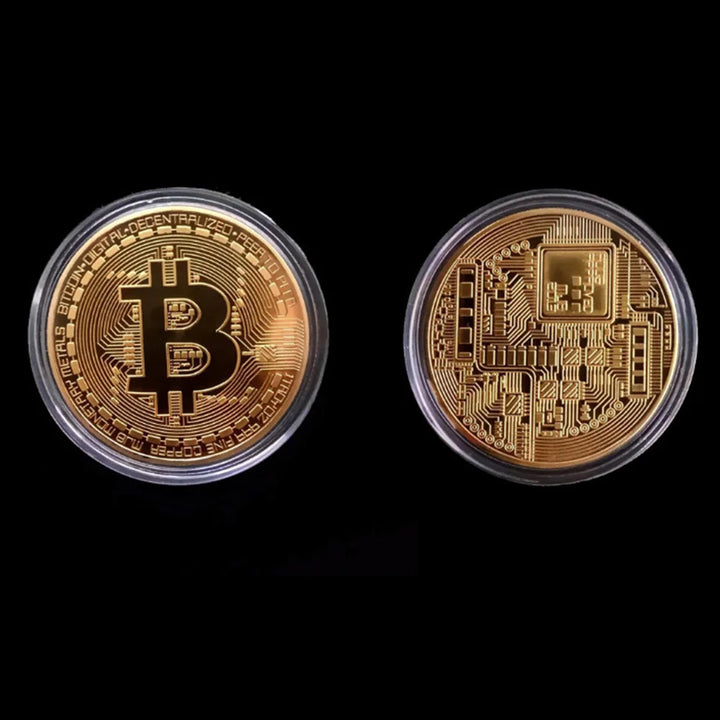 Gold Plated Bitcoin Coin Collectible Art Collection Gift Physical Commemorative Casascius crypto coin Metal Antique Imitation