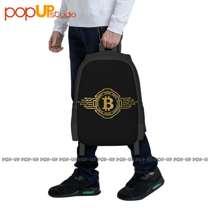 Bitcoin Crypto Currency Traders Gold Coin Backpack Large Capacity Gym Schoolbag Sports Style Clothes Backpacks