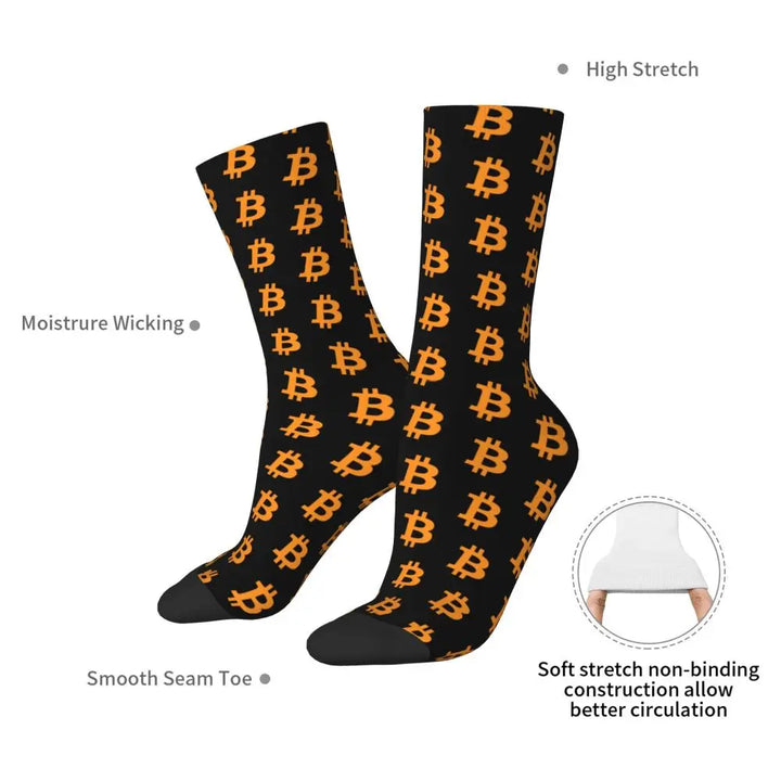 Bitcoin Cryptocurrency BTC Unisex Winter Socks Hip Hop Happy Socks street style Crazy Sock