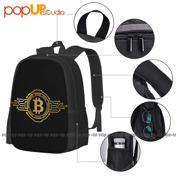 Bitcoin Crypto Currency Traders Gold Coin Backpack Large Capacity Gym Schoolbag Sports Style Clothes Backpacks