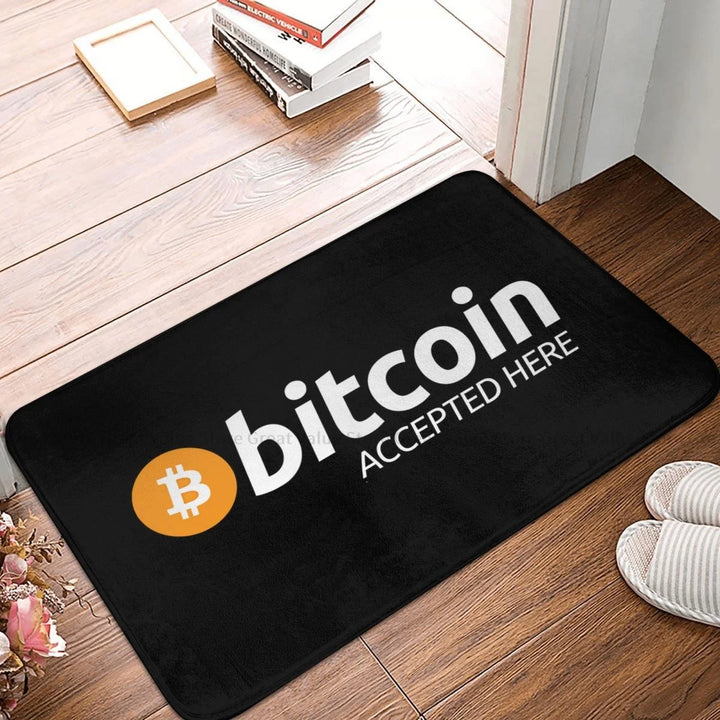 Cryptocurrency Bedroom Mat Bitcoin Accepted Here Doormat Living Room Carpet Outdoor Rug Home Decoration