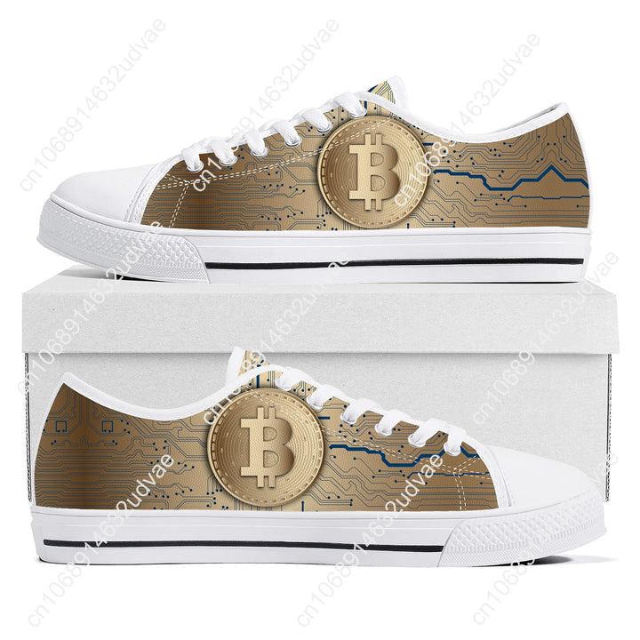 Bitcoin Cryptocurrency Miner BTC Coin Low Top High Quality Sneakers Mens Womens Teenager Canvas Sneaker Couple Shoes Custom Shoe